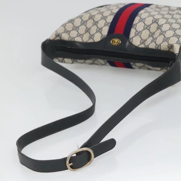 GUCCI GG Supreme Sherry Line Shoulder Bag PVC Navy Red 41 02 008 Auth BD467 - Picture 9 of 16